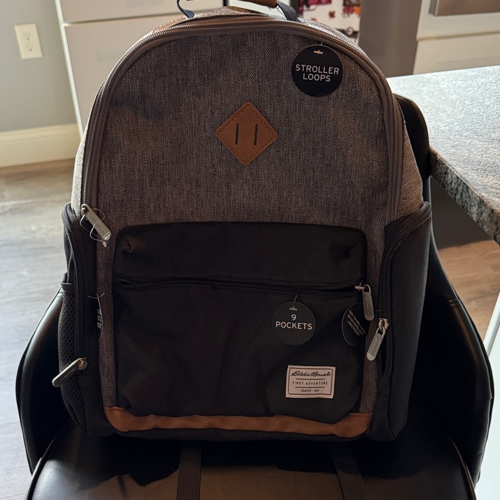 Eddie Bauer Gray and Black diaper backpack